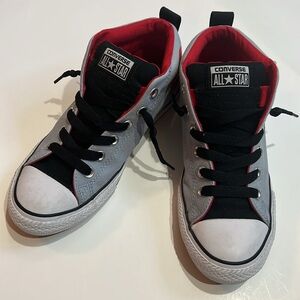 Converse Kids All Star Gray and Red Sneakers